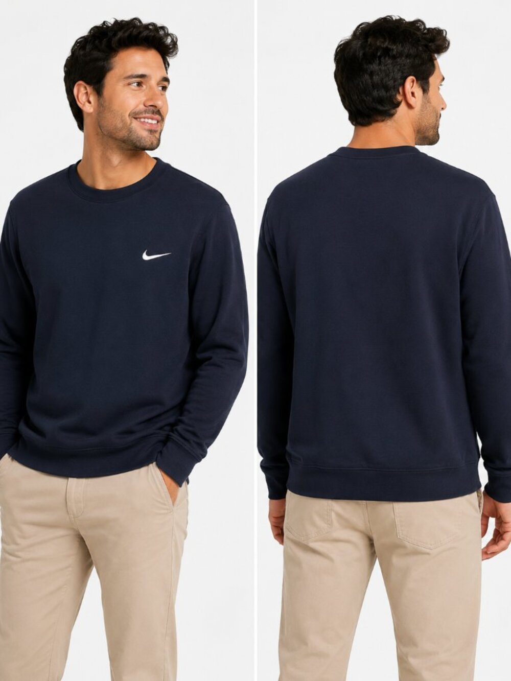 NIKE Men's Club Swoosh Crew Navy Sweat Shirt - Size XL - NWT